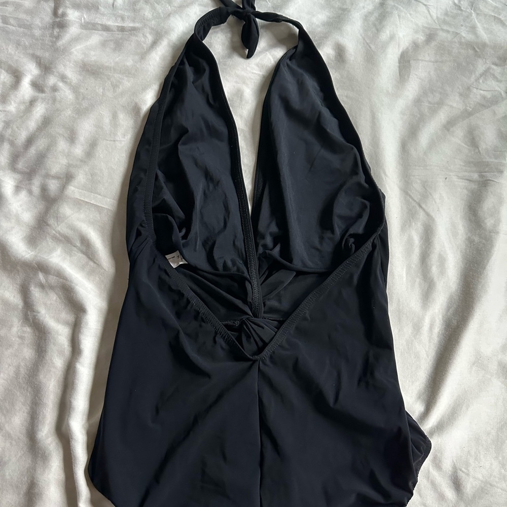 Karla Colette Basic Plunge Halter Elegant Black O… - image 4